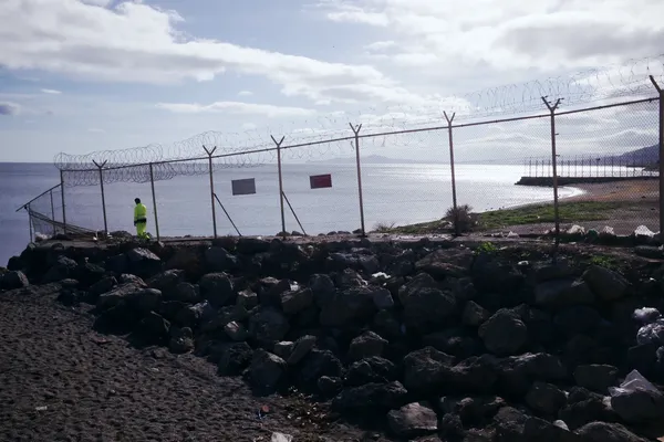 Ceuta, grenshekken dat Marokko scheidt van Spanje