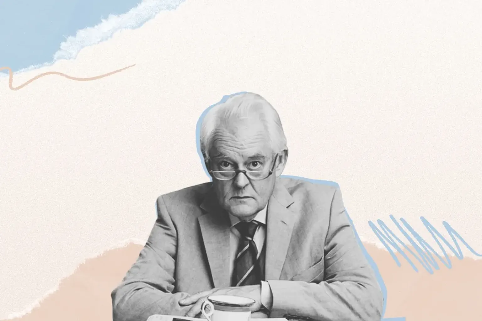 Collage met portret van oud-journalist en MO*columnist Geert Van Istendael
