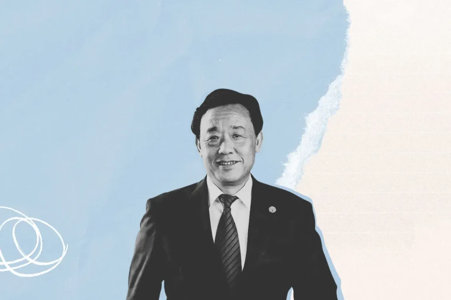 Collage met portretfoto van FAO-topman QU Dongyu