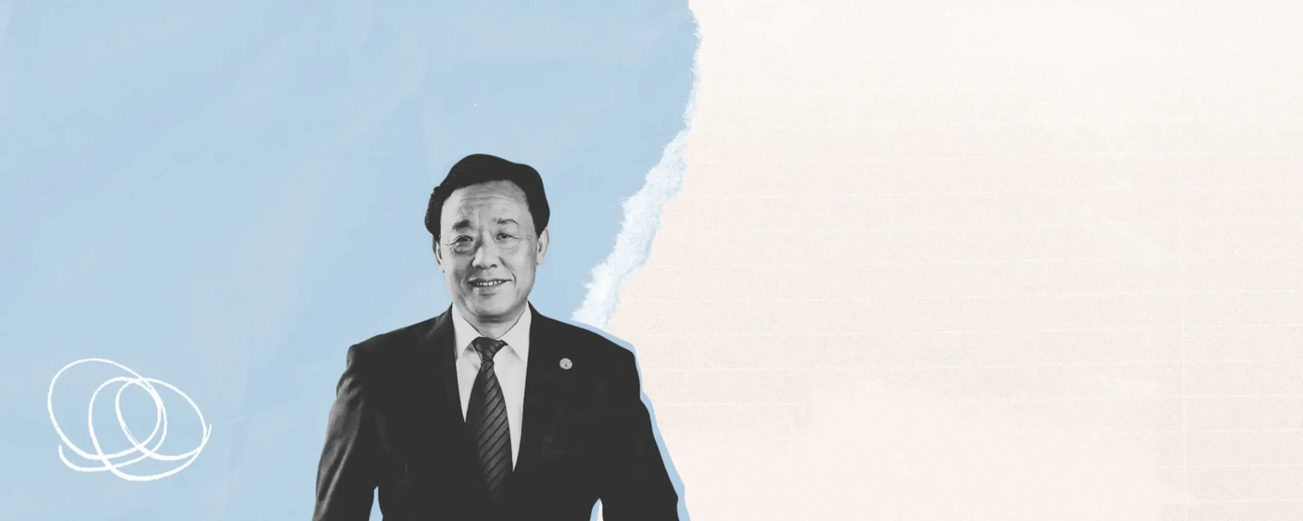 Collage met portretfoto van FAO-topman QU Dongyu