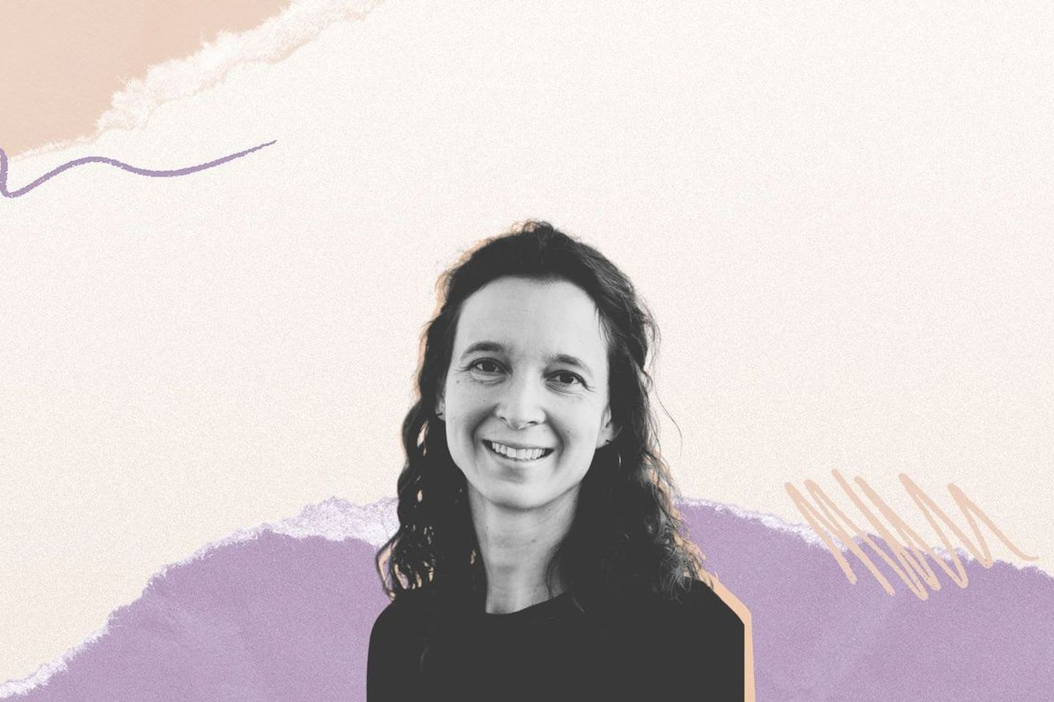 Collage met portret van Mieke Schrooten