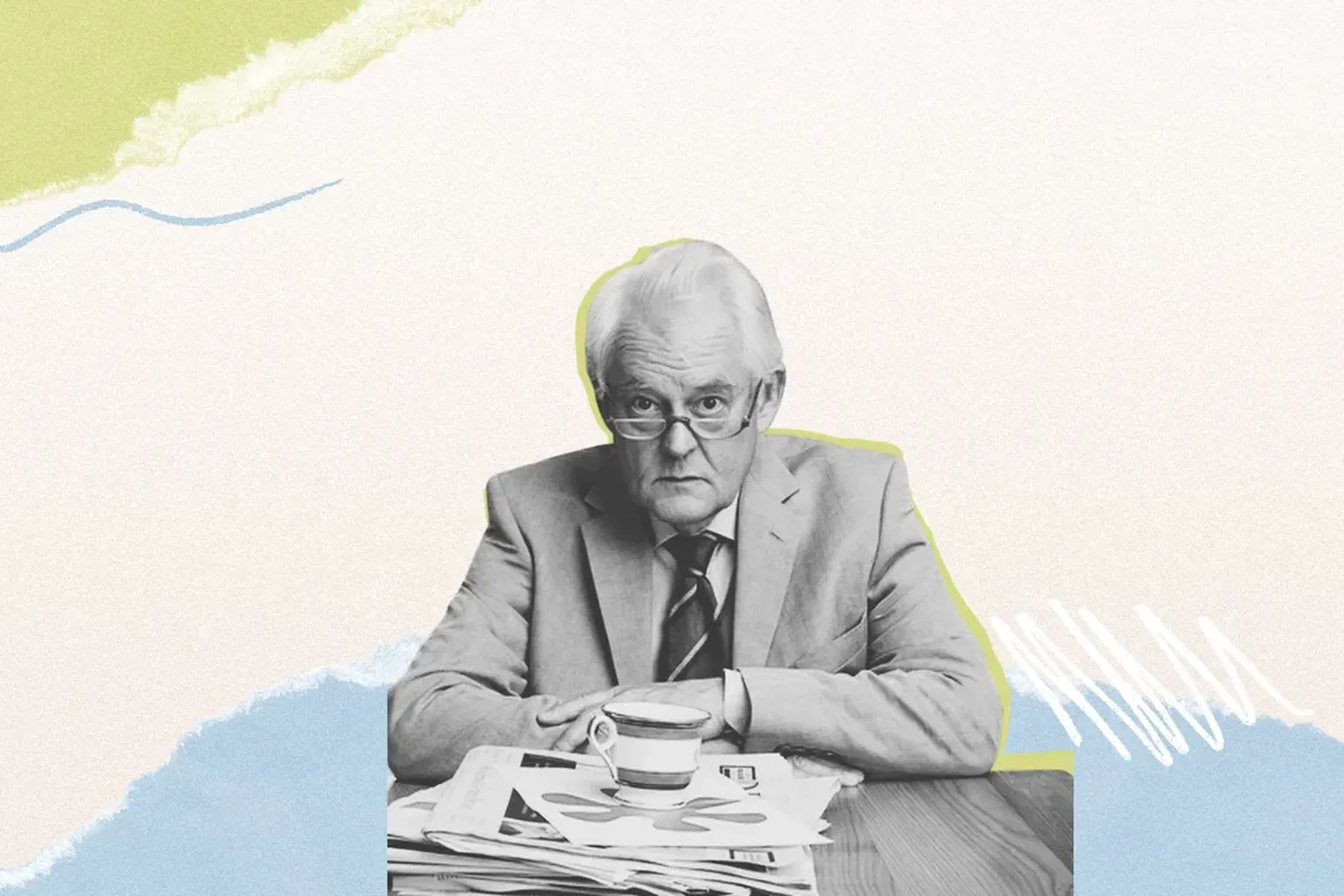 Collage met portret van MO*columnist Geert Van Istendael