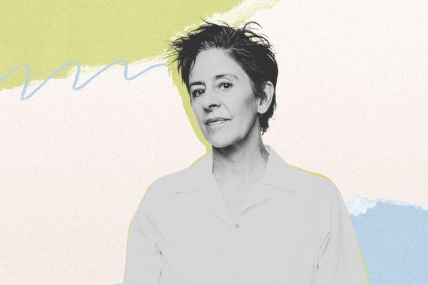 compositiebeeld met een portret van columniste Bieke Purnelle