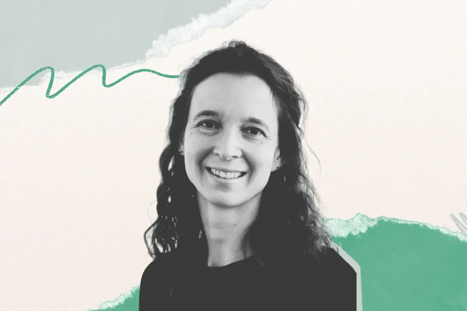 collage met portret van Mieke Schrooten