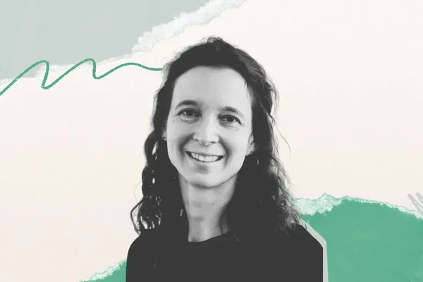 collage met portret van Mieke Schrooten