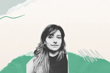 Collage met portretbeeld van Paola Verhaert