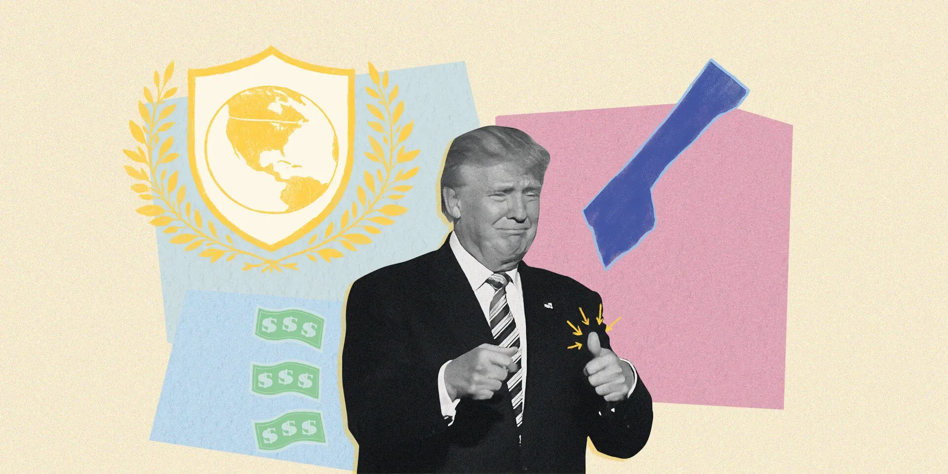Collage met portretbeeld van Trump