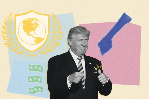 Collage met portretbeeld van Trump