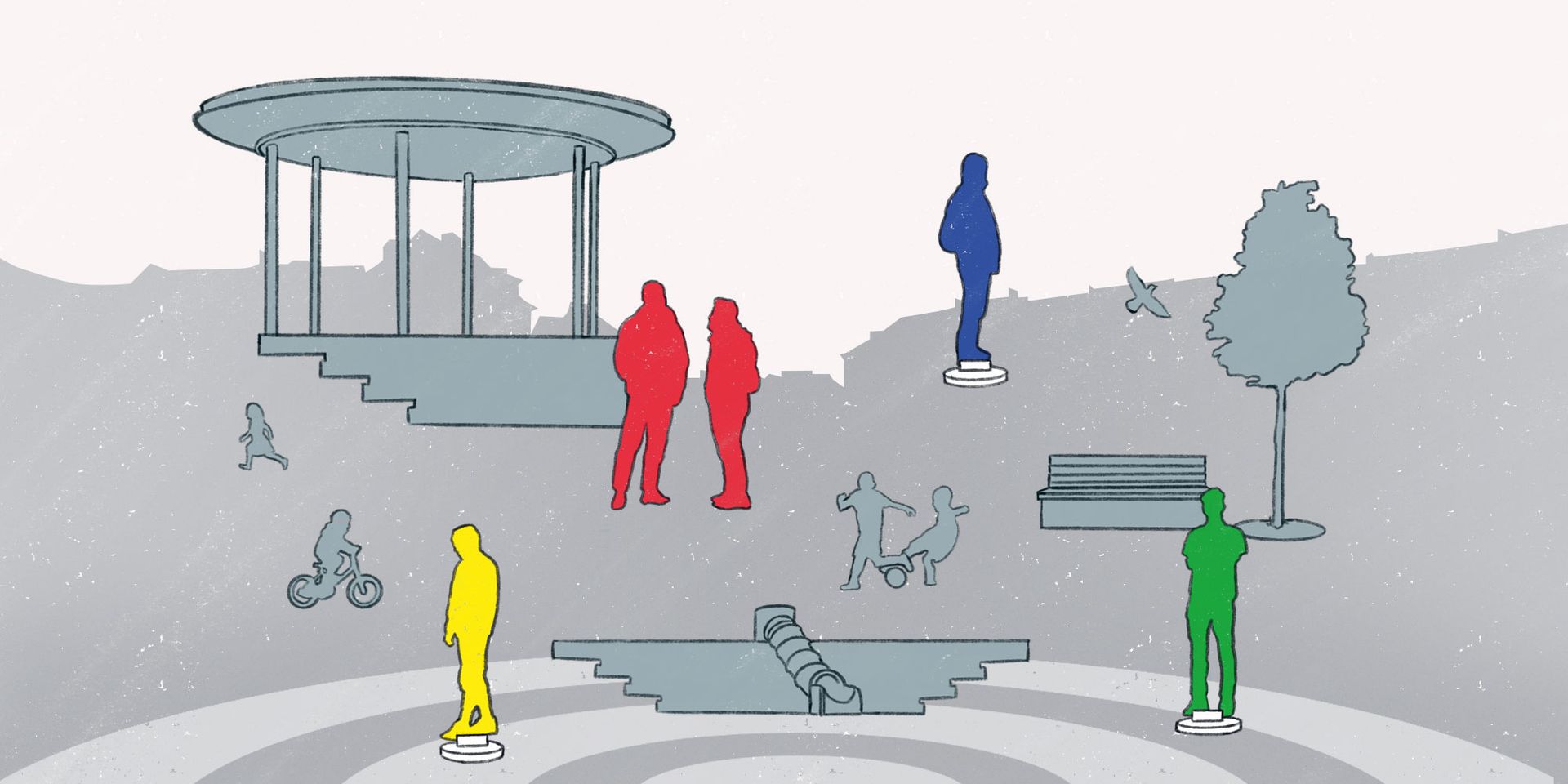 Illustratie van een groep mensen op het Betlehemplein.