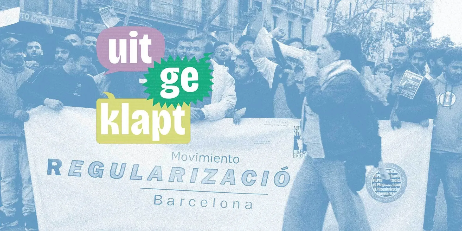 beeldcollage met manifestanten in Barcelona
