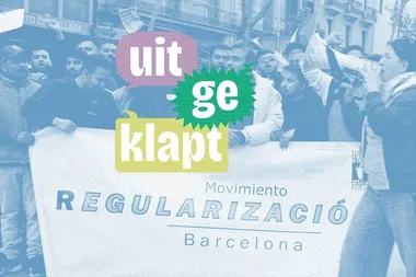 beeldcollage met manifestanten in Barcelona