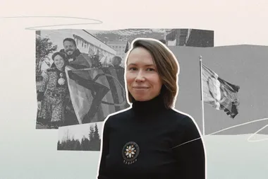 Collage met portret van Elisabeth Stubberud