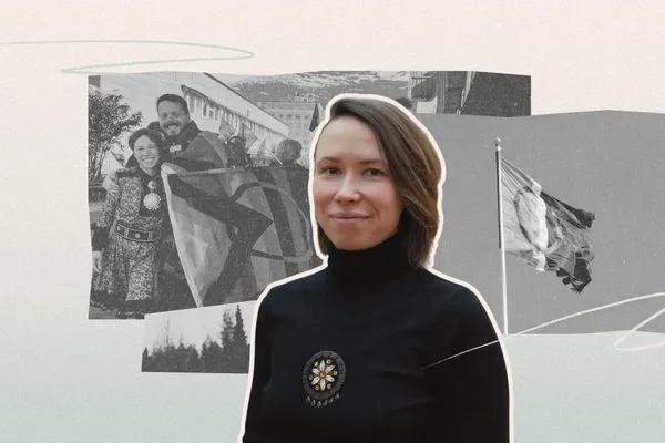 Collage met portret van Elisabeth Stubberud