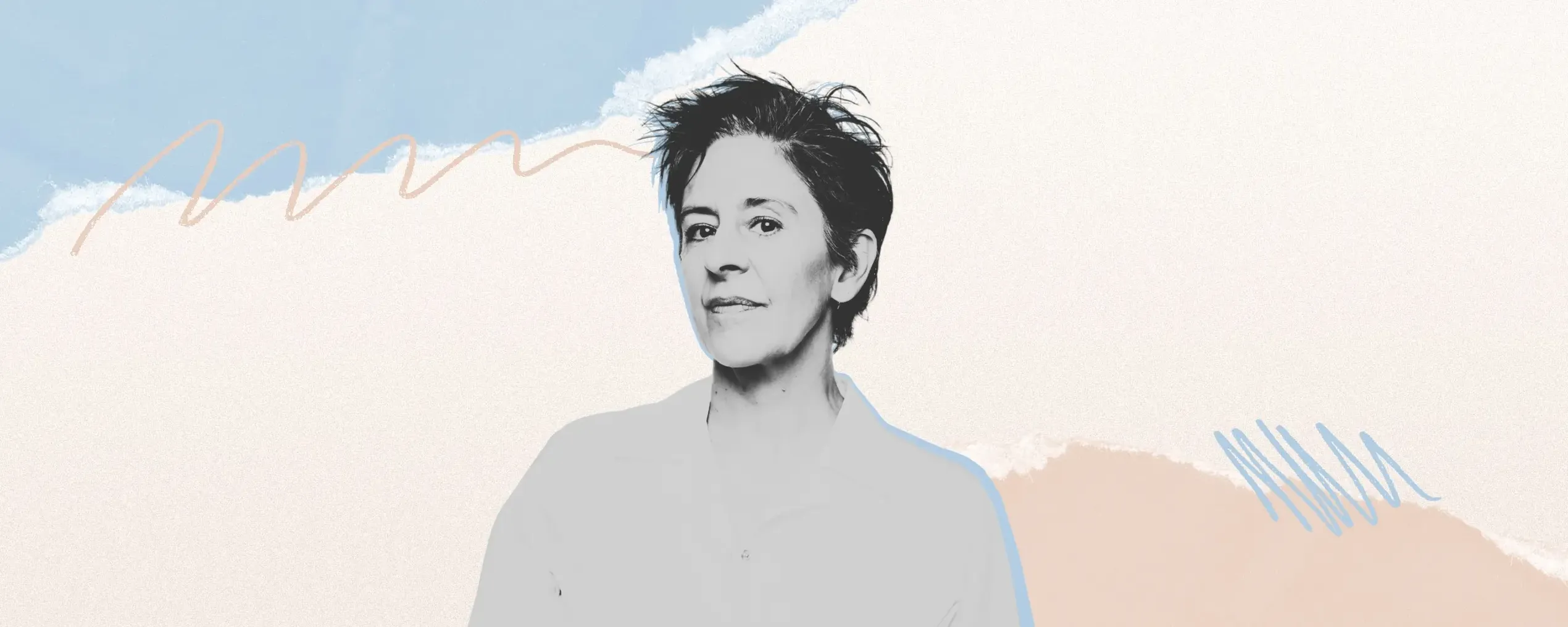 Collage met portret van Bieke Purnelle