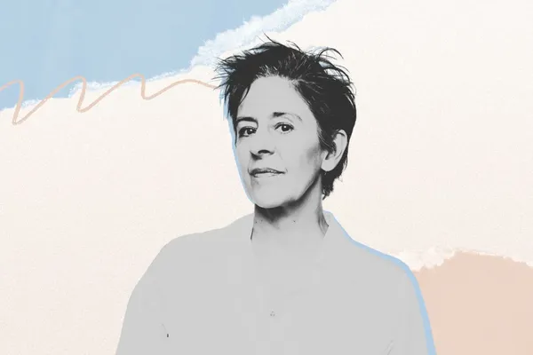 Collage met portret van Bieke Purnelle