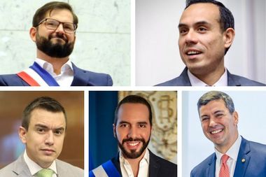 Vijf jonge presidenten uit Latijns-Amerika op een rij