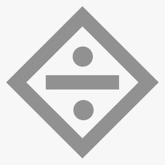A gray division symbol enclosed in a diamond shape on a light background.