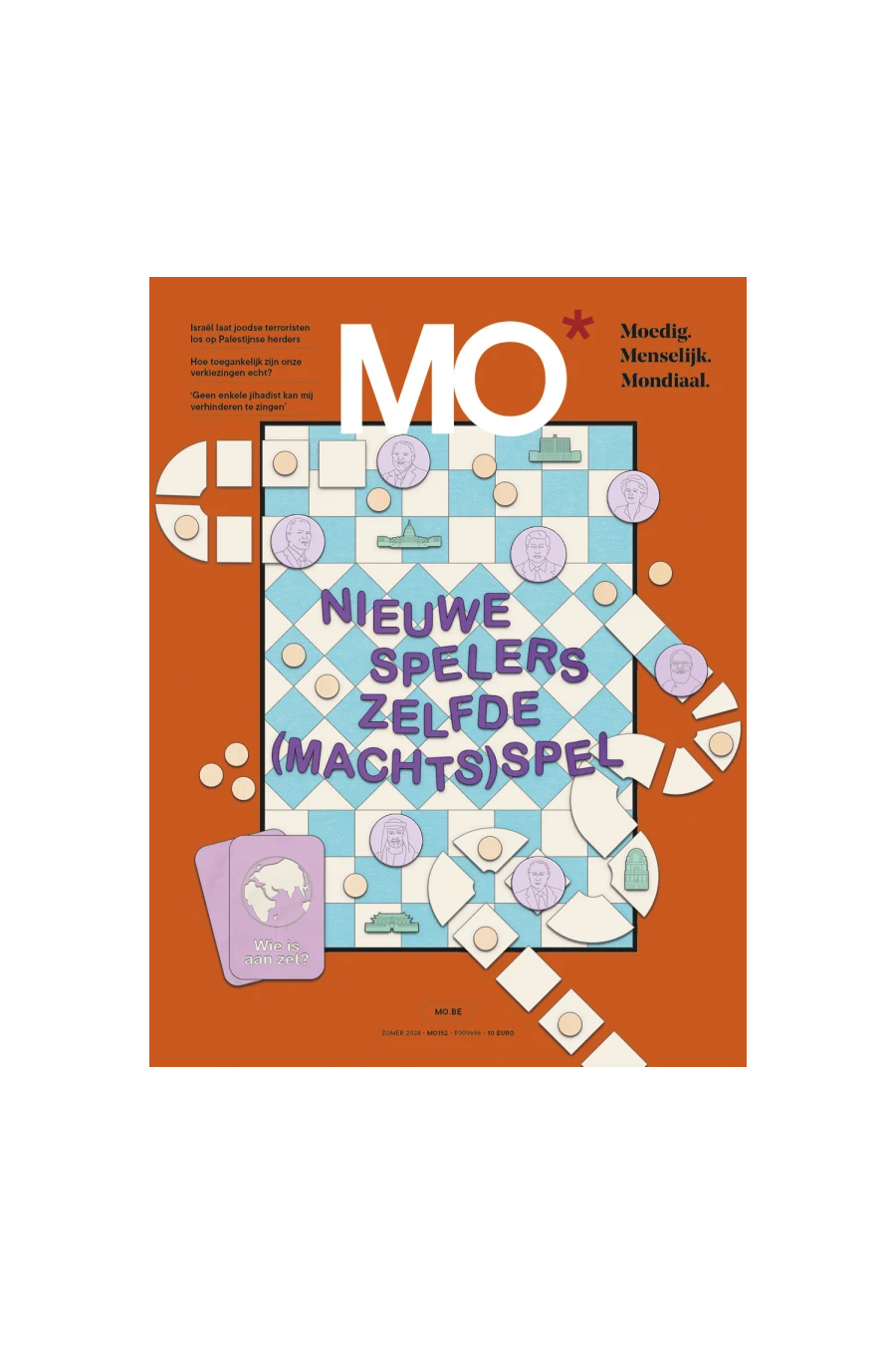 Cover of MO* magazine featuring a board game layout with text: "Nieuwe Spelers Zelfde (Machts)spel" and various illustrations.