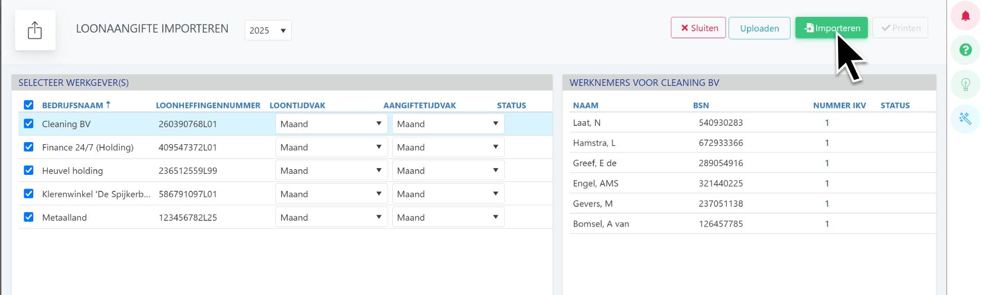 Loonaangifte importeren