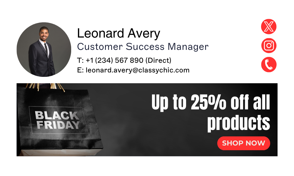 black friday email signature template with banner