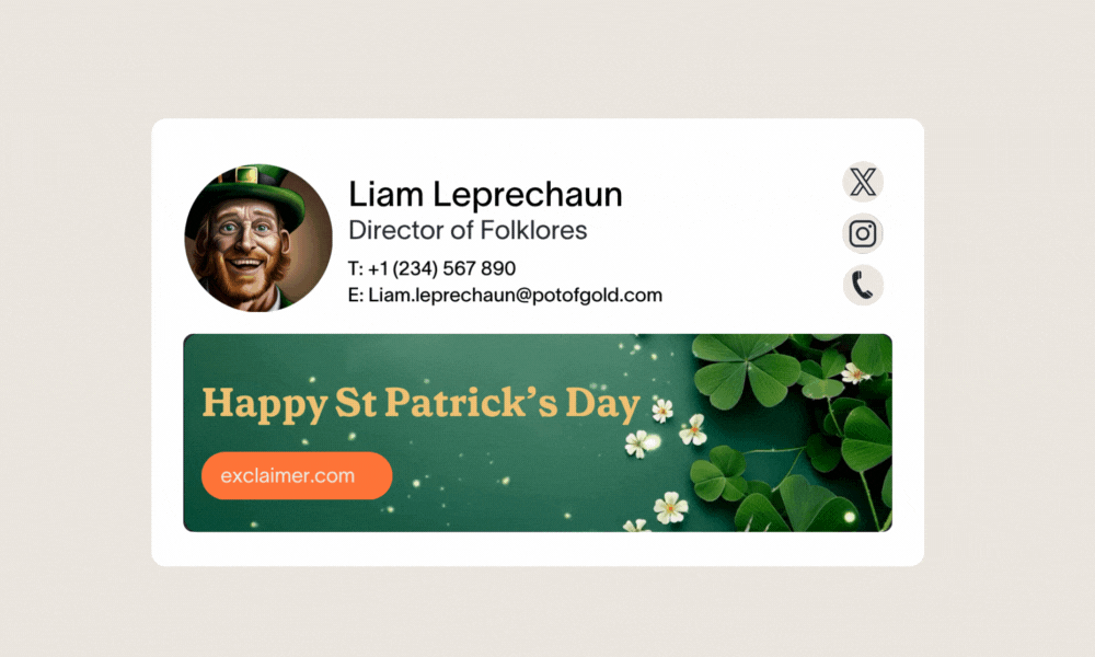 Animated GIF in st patricks day email signature