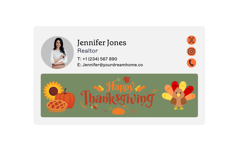 Thanksgiving email signature with colorful banner