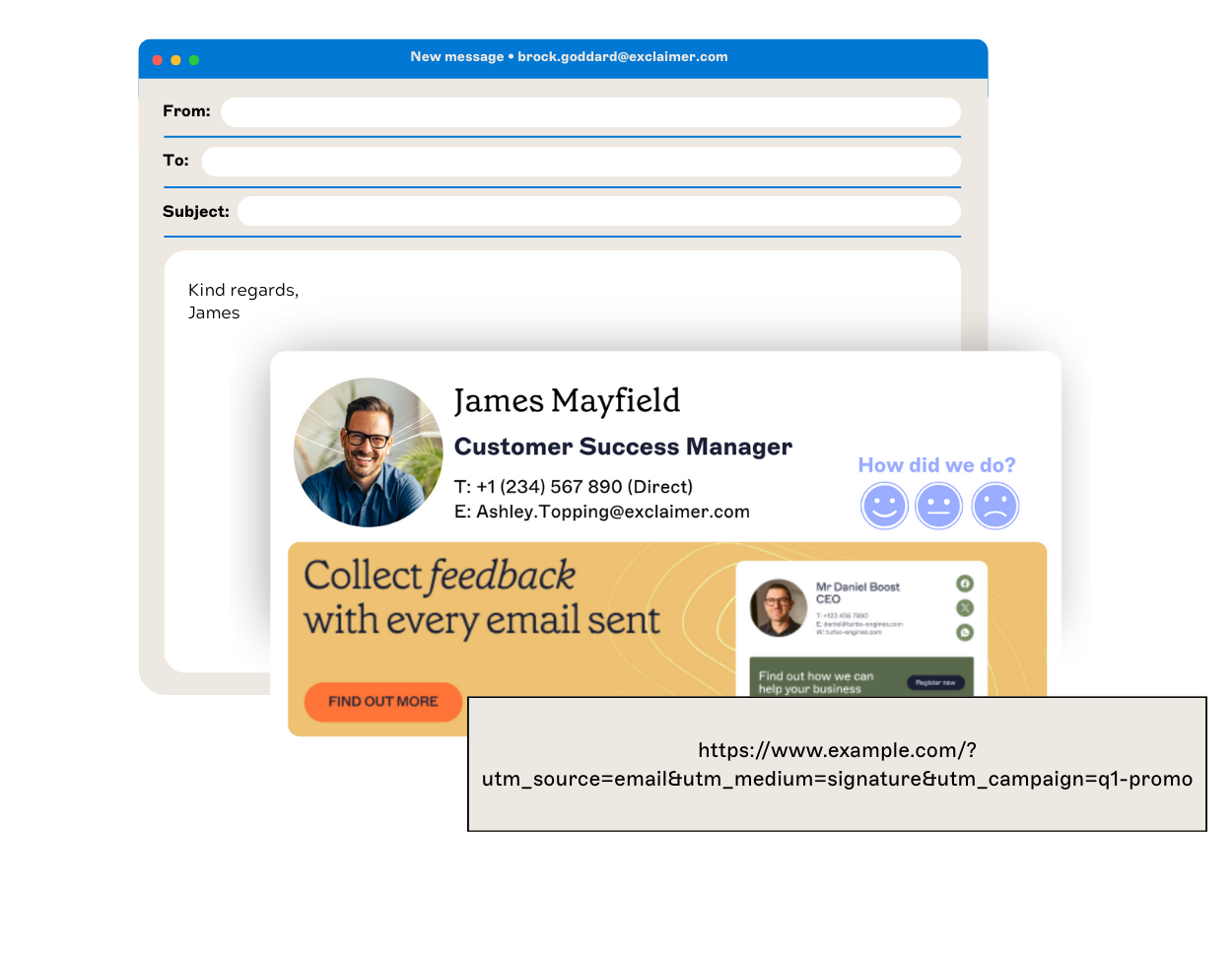 email signature template showing utm parameters