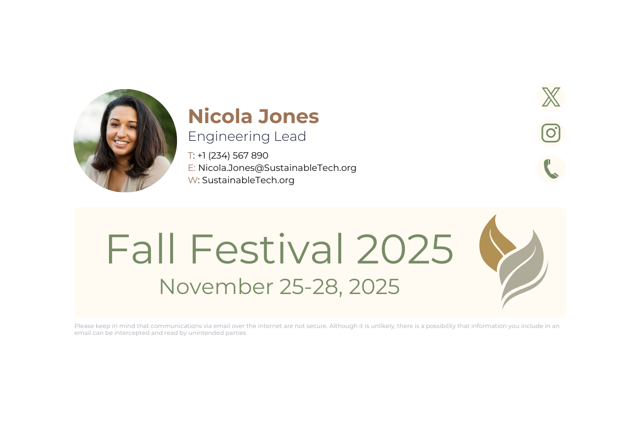 Good email signature design with display banner promoting event