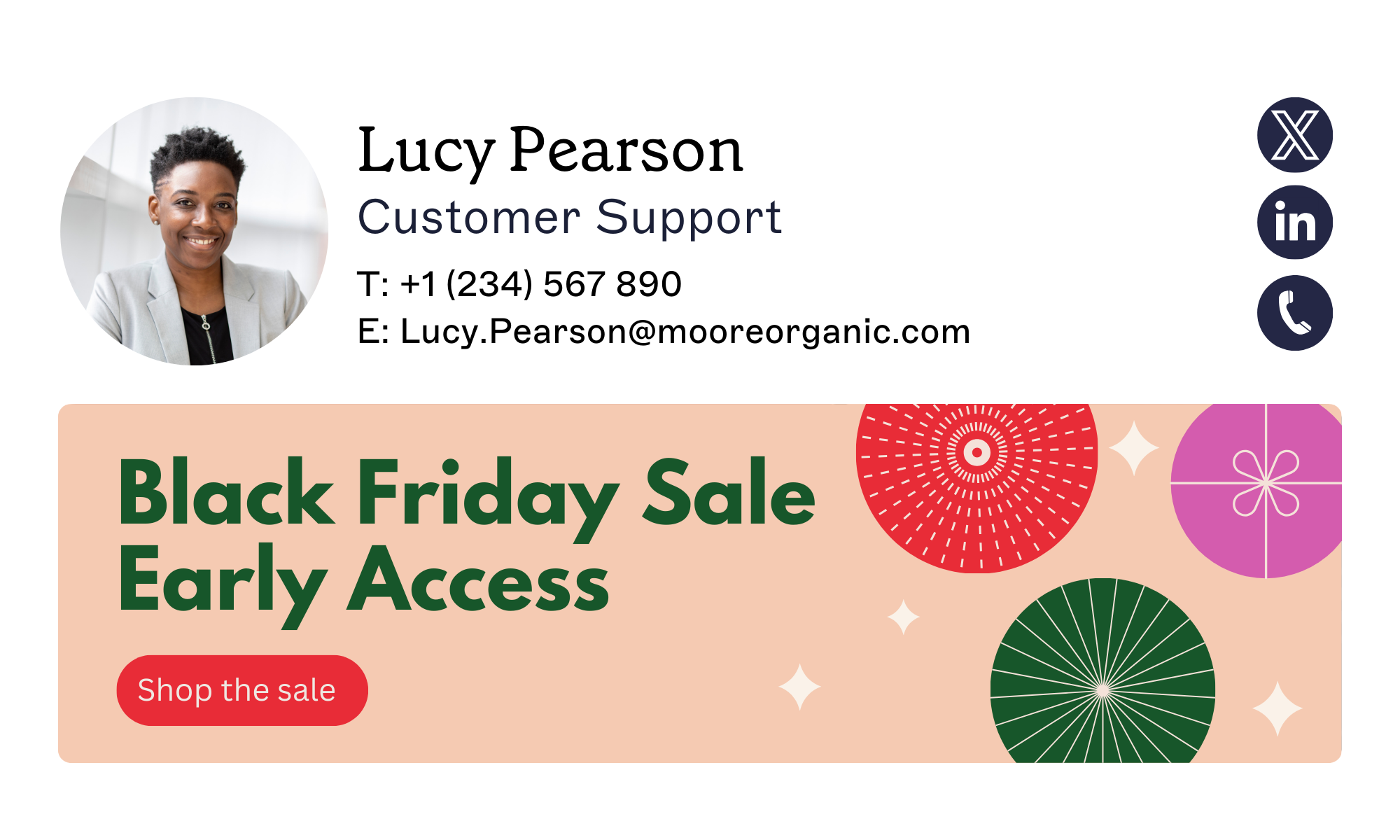 black friday email signature template with promotional banner