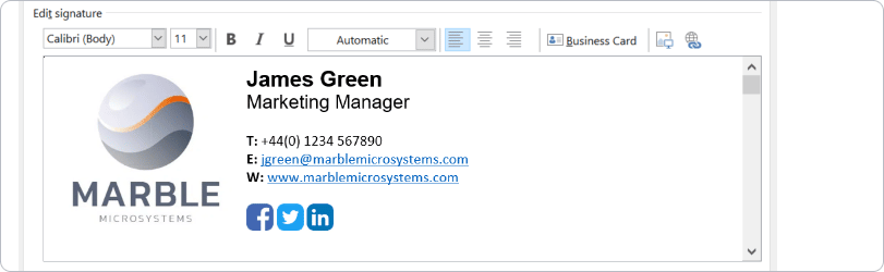 Add additional elements to your Outlook 2019 signature