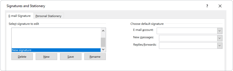 Name your Outlook signature