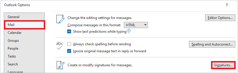 Choose Signatures… in Mail