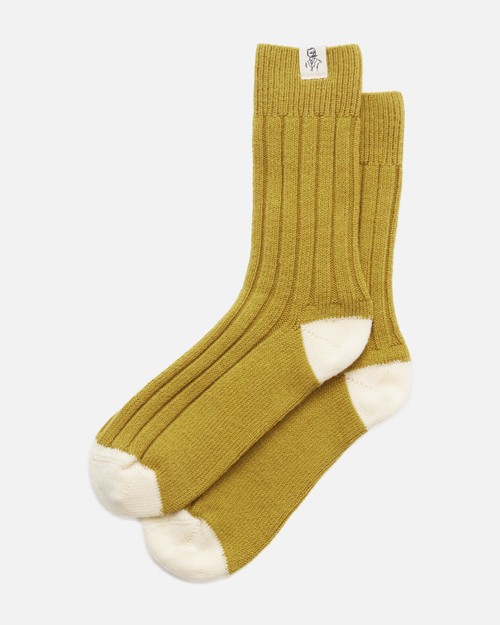 chaussettes laine olive - Atelier Tuffery