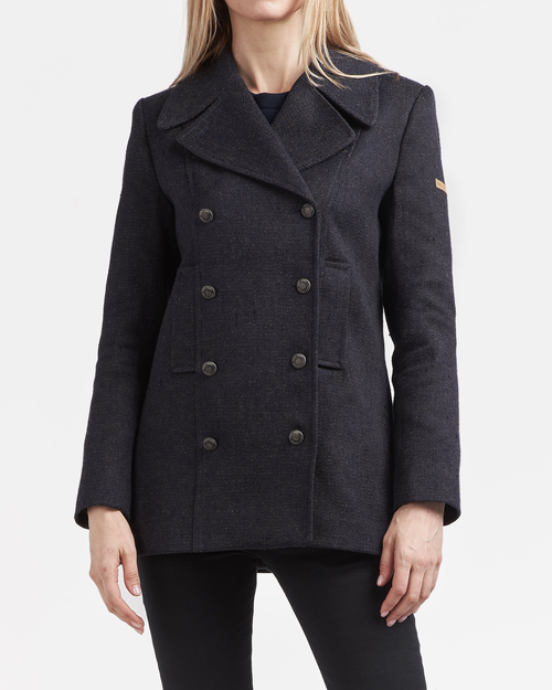 Caban femme Héritage bleu foncé en chanvre et laine française, collaboration Saint James x Atelier Tuffery - Atelier Tuffery
