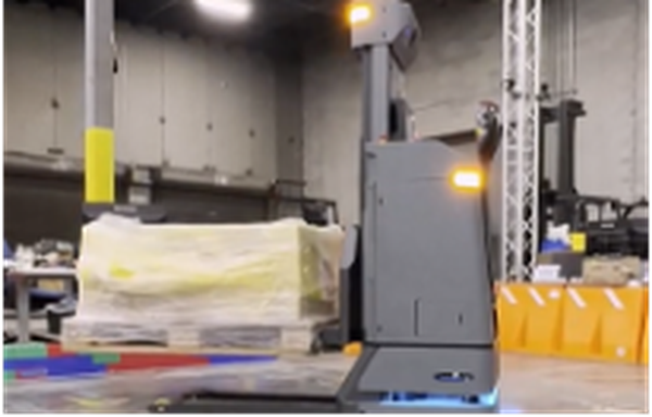 pallet jack robot in warehouse