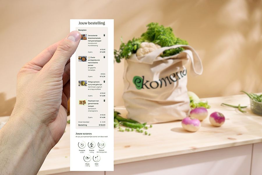 De kassabon met impact scores van Ekomenu