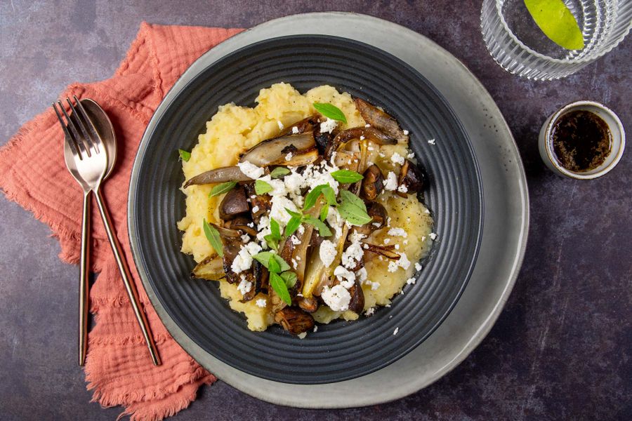 Ekomenu Knolselderijpuree-met-witlof-en-paddestoelen