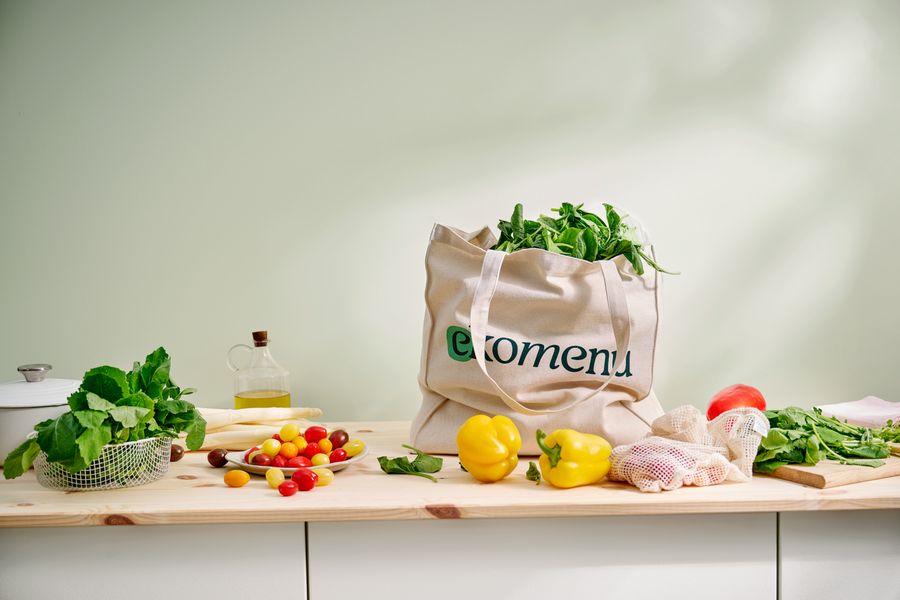 Ekomenu tas met boodschappen lente