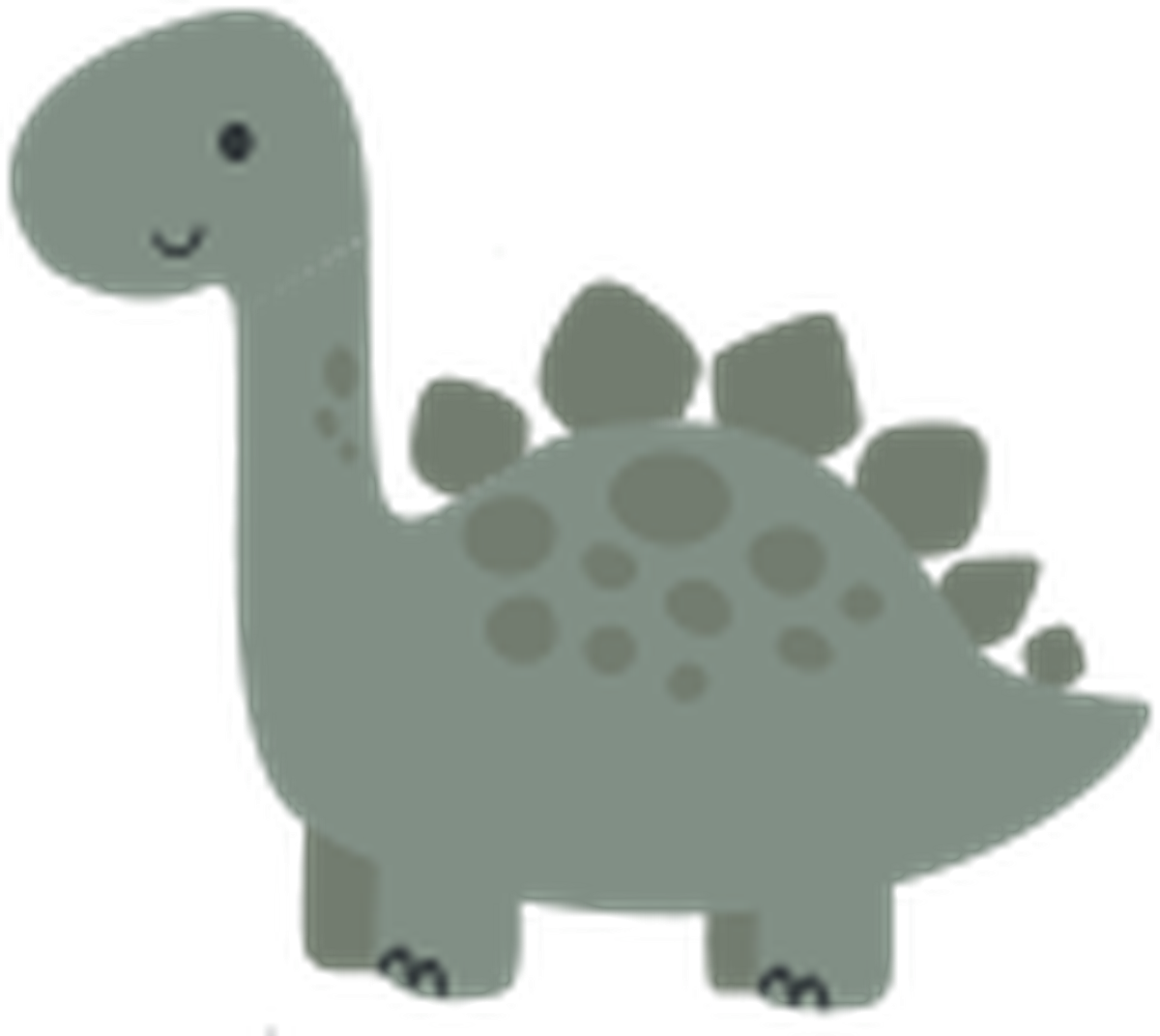 Cartoon-Illustration eines lächelnden, grünen Dinosauriers mit Platten auf dem Rücken, der einem Stegosaurus ähnelt.
