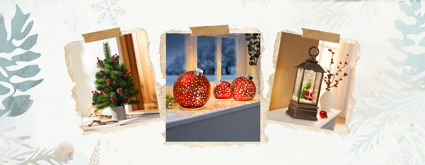 Drei in braunes Papier eingewickelte Geschenke mit roten und rot-weißen Bändern auf einer hellen Fläche, daneben ein herzförmiges Holzelement.