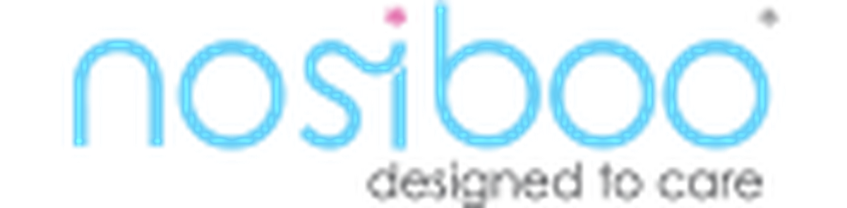 Nosiboo Logo. Darunter in grauer Schrift: "designed to care."