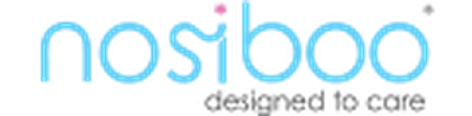 Nosiboo Logo. Darunter in grauer Schrift: "designed to care."