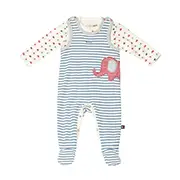 Baby-Strampler mit Walmotiv und Ringelprint