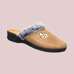 Hausschuh-Pantolette „von Herzen“ cappuccino