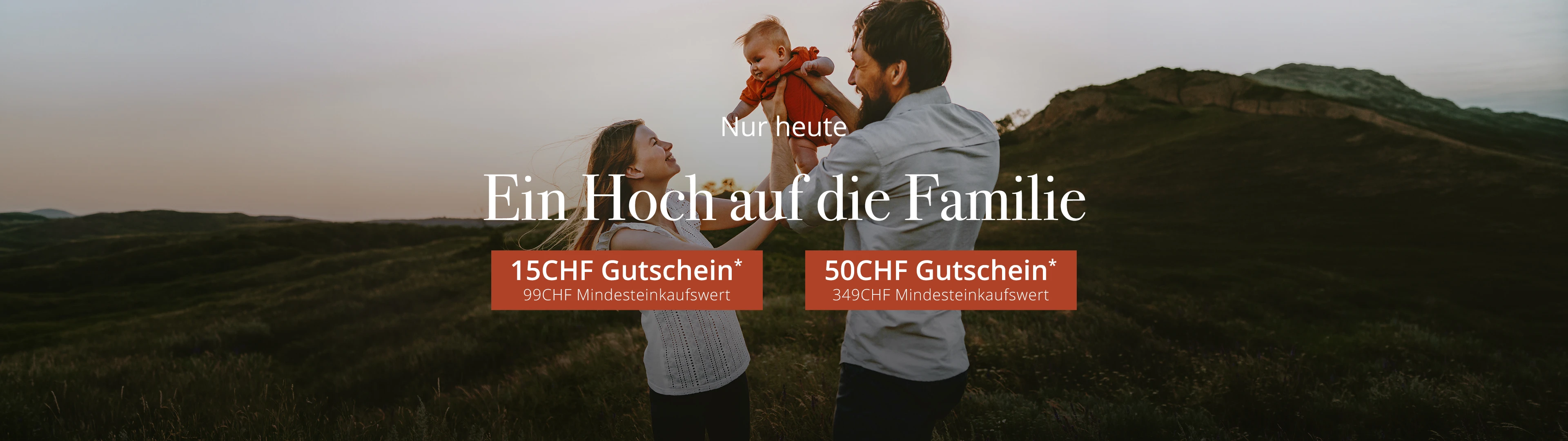 15CHF Gutschein* 99CHF Mindesteinkaufswert und 50CHF Gutschein* 349CHF Mindesteinkaufswert