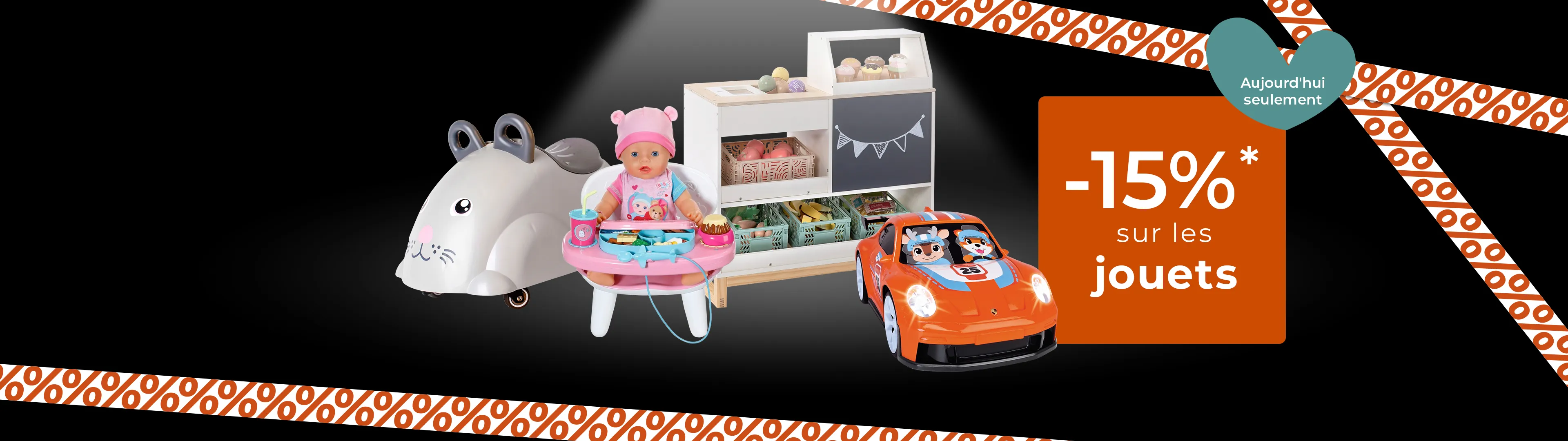 Aujourd'hui seulement. -15%* sur les jouets.