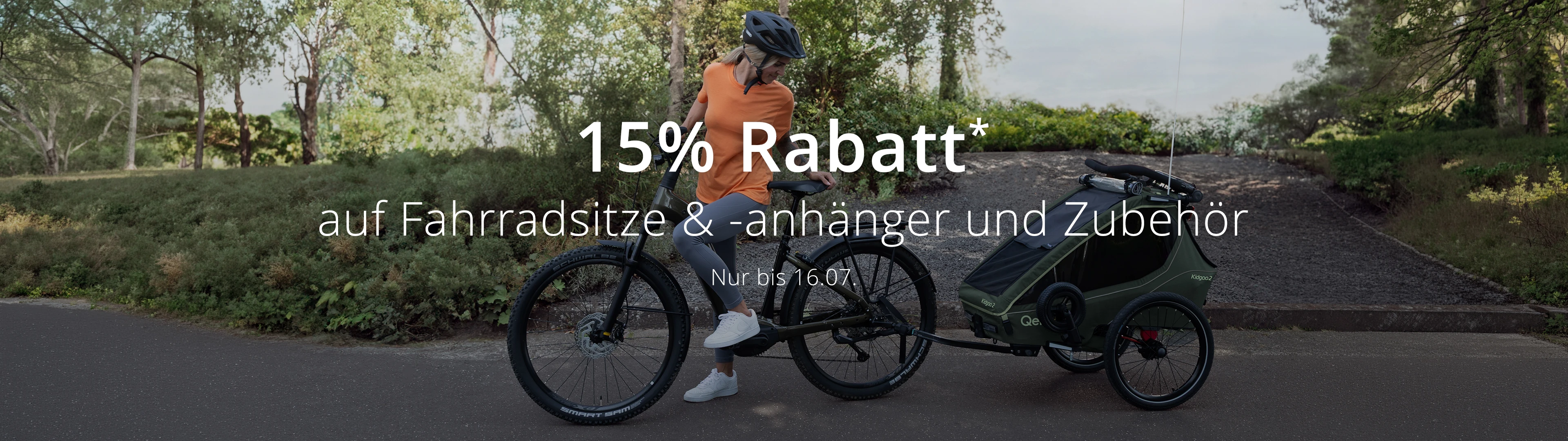 15% Rabatt* auf Fahrradsitze & -anhänger und Zubehör
