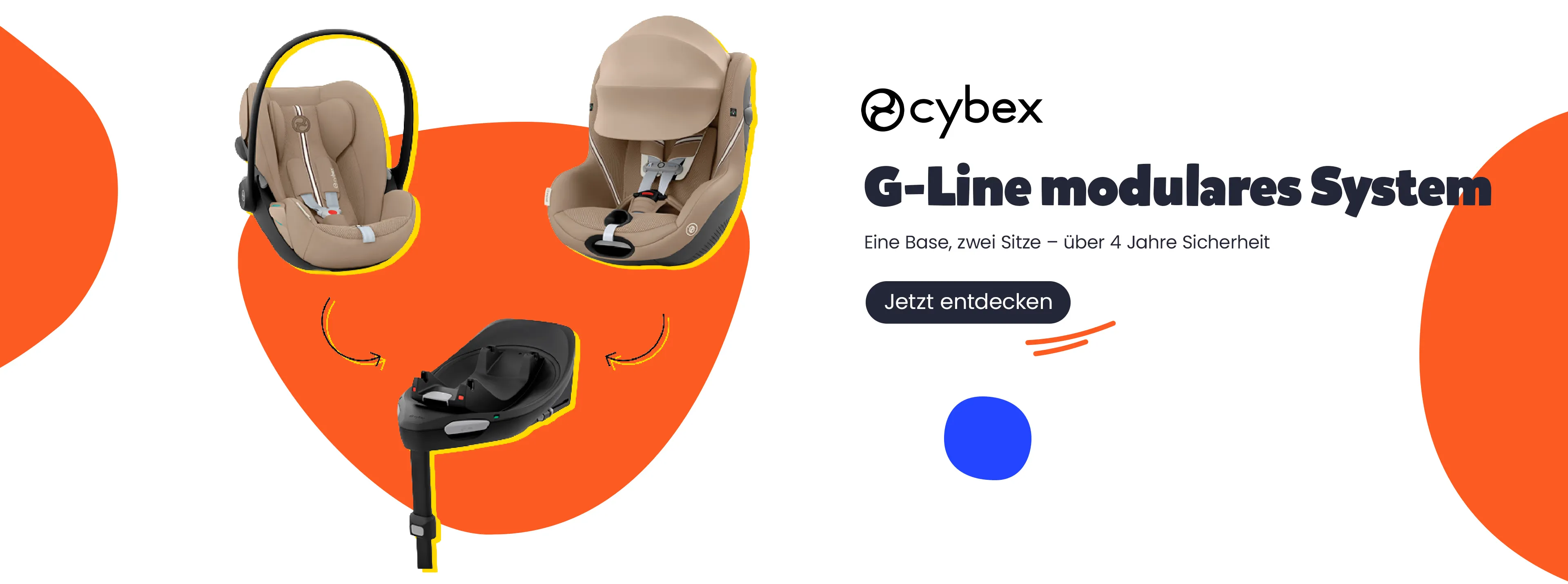 Cybex G-Line modulares System. Eine Base, zwei Sitze - über 4 Jahre Sicherheit.
