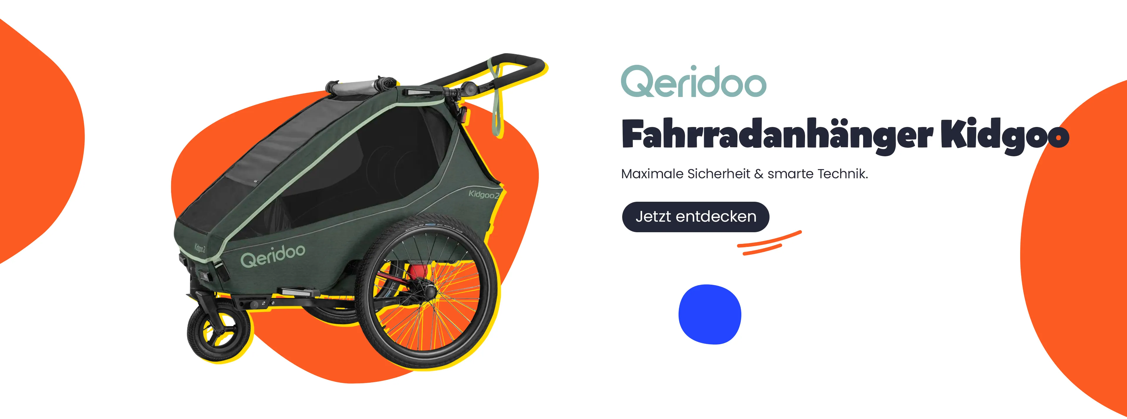Qeridoo Fahrradanhänger Kidgoo. Maximale Sicherheit & smarte Technik.