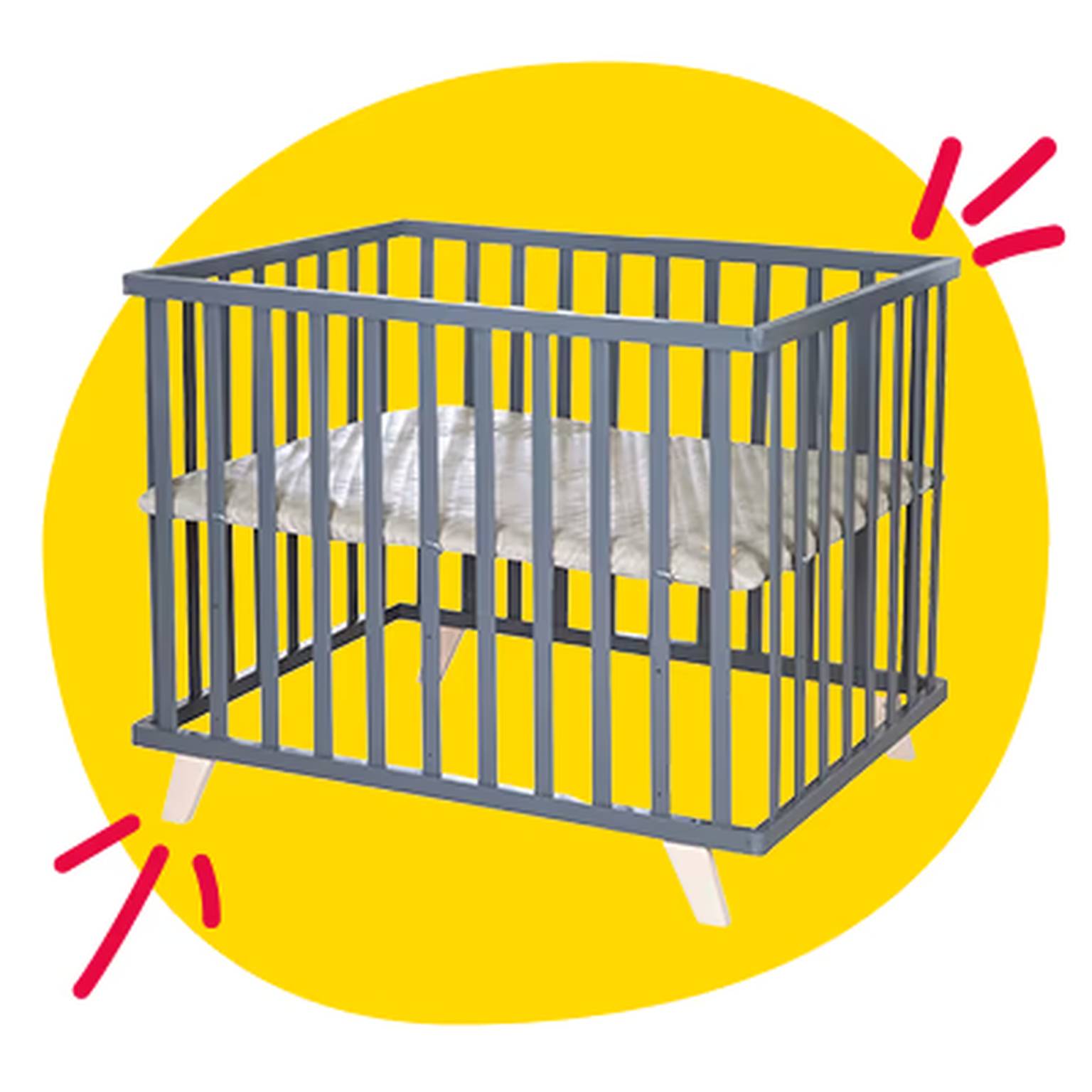 Laufgitter in Grau mit höhenverstellbarem Boden und stabilen Gitterseiten auf hellem Hintergrund. Das quadratische Baby-Laufgitter bietet einen geschützten Spiel- und Ruhebereich für Babys und Kleinkinder.